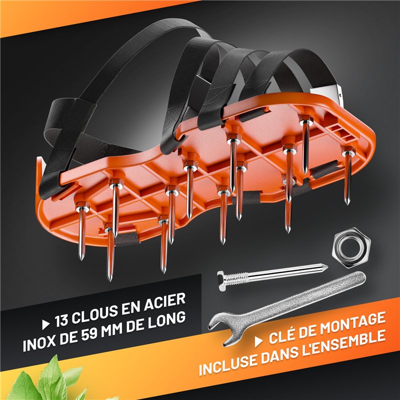 Image secondaire de GRÜNTEK Aérateur Gazon Pelouse Sandales Chaussures à Clous Aération Réagreage Sol Epoxy. Clous en Acier, Boucles en Métal, Taille Unique