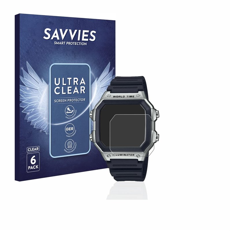savvies Protection Ecran pour Casio AE-1200WH-1CVEF (6 Pièces) - Film Protection Ultra Clair