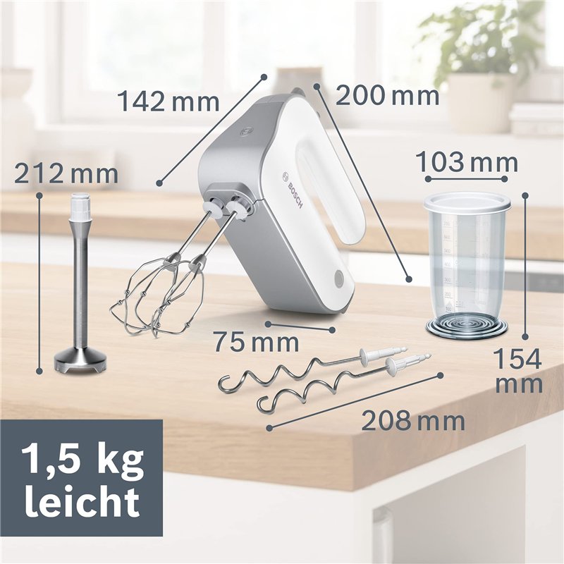 Image secondaire de Bosch Electroménager - MFQ4075DE - Batteur à main Styline, 550 watts, Blanc/Gris
