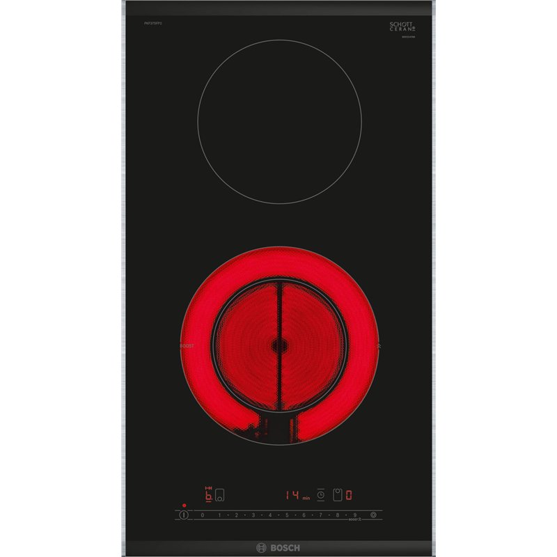 Bosch PKF375FP2E, Série 6, plaque de cuisson électrique, 2 foyers, 30 cm, 3500 W, Noir
