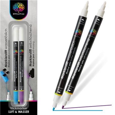 OfficeTree 2x Stylo Couture Tissu Effacable - Auto-extinguible et Hydrosoluble - Feutre Couture Effacable - Stylo Broderie pour