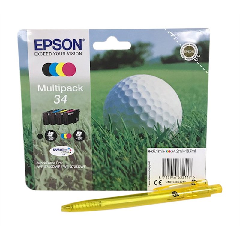 Multipack de 4 cartouches pour imprimantes Epson Workforce Pro WF-3720 WF-3725 Noir cyan jaune magenta