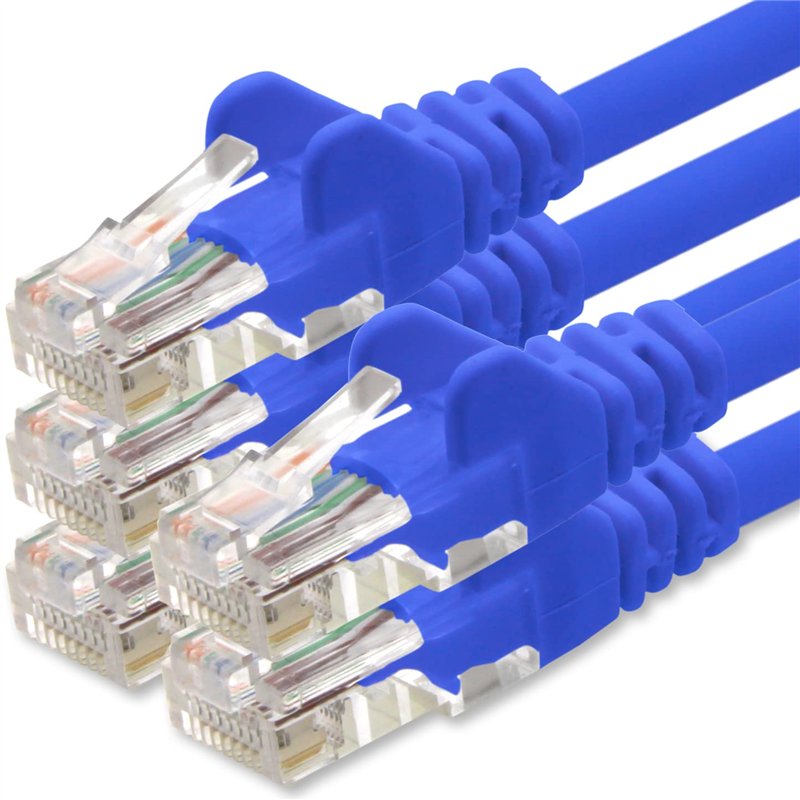 1aTTack.de Câble Réseau Cat6 Cat 6-5x 3.0m - RJ45 Ethernet LAN DSL Routeur Modem - Bleu