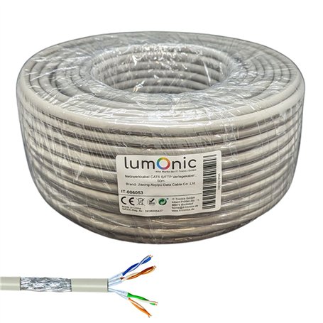 Lumonic 50m de câble réseau CAT 6 S/FTP PIMF I Câble Cat6
