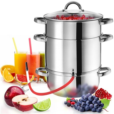 tectake® Extracteur de jus 15L en Acier inoxydable Multi-fonction Centrifugeuse Fruits et legumes Cuiseur-vapeur Presse fruits