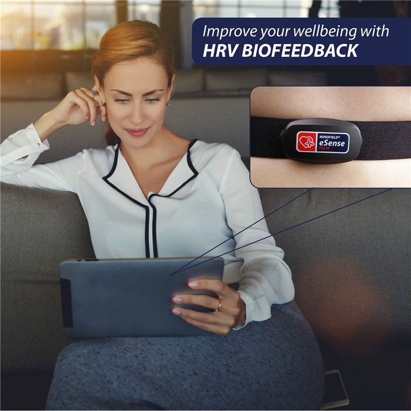Image secondaire de Capteur de pouls Mindfield eSense avec application pour smartphone | Biofeedback à variabilité de la fréquence cardiaque (HRV) e