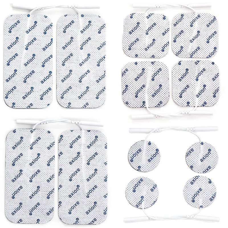 12 électrodes mixte axion | Patchs de rechange pour électrostimulateur TENS et/ou EMS réutilisables et autocollants avec connexion