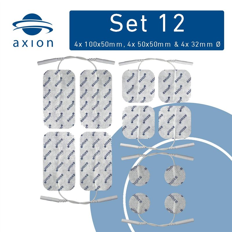 Image secondaire de 12 électrodes mixte axion | Patchs de rechange pour électrostimulateur TENS et/ou EMS réutilisables et autocollants avec connexion