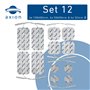 12 électrodes mixte axion | Patchs de rechange pour électrostimulateur TENS et/ou EMS réutilisables et autocollants avec connexi