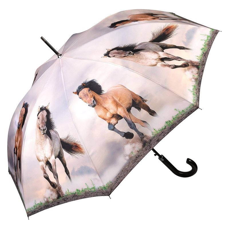 VON LILIENFELD® Parapluie Chevaux sauvages Canne Grand Robuste Ouverture Automatique