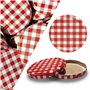 Lot de 50 couvercles pour bocal To 82 modèle 230 / 350 ou 435 ml. Motif carreaux Rouge