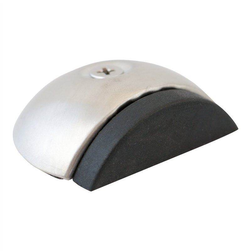 Image secondaire de Stoppwerk Butoir de porte en acier inoxydable - Bloc Porte sol en caoutchouc avec matériel de fixation - Butée de porte au sol -