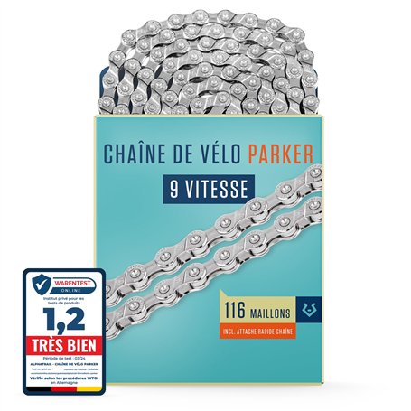 Alphatrail Chaîne de Vélo Parker 9 Vitesses 116 Maillons I Compatible avec Shimano