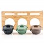 Mahlzeit Lot de 3 mini cocottes avec support en bois - 3 x 250 ml - En fonte émaillée - Petite cocotte