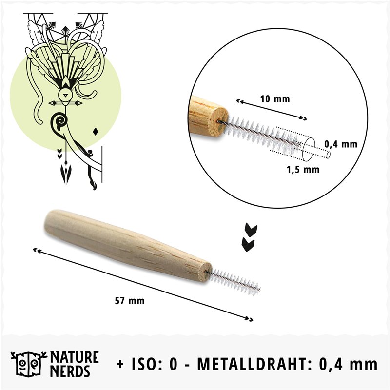 Image secondaire de Nature Nerds - Ensemble de brosses interdentaires en bambou (10 pièces) 0,4 mm - ISO 0, 10 brosses au détail