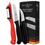 Schwertkrone Set de couteaux de cuisine - Couteaux à légumes tranchants - Couteau à éplucher droit/courbé et économe/éplucheur à