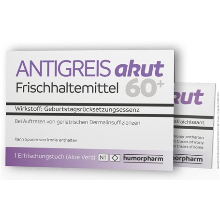 humorpharm Idée cadeau amusante - Article de farce pour anniversaire - Antigris akut - Pour tous les âges de 60 ans - Inclus chi