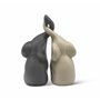 Couple harmonieux d’éléphants en céramique Beige & Gris - Sculpture Moderne, Couple de Deux éléphants indépendants - Figurine de