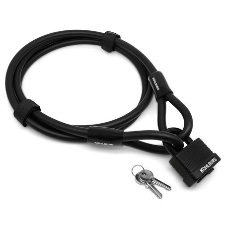 KOHLBURG antivol de 2 mètres de long - cadenas refermable facilement sans clé - câble en acier de 2 m / 200 cm avec fermetures s
