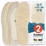 biped 2 paires de semelles en laine d'agneau - Semelles d'hiver extra-épaisses à découper - Semelles en laine chauffantes pour h