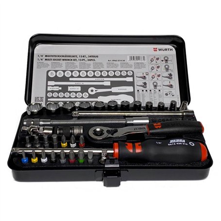 Würth Clé à douille 1/4 "Multi Assortiment de 34 pièces