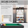 Support de Queue de Billard, Support Mural de Baton de Billard avec Support de Rangement, Bois Massif, Support de Billard 6 Trou