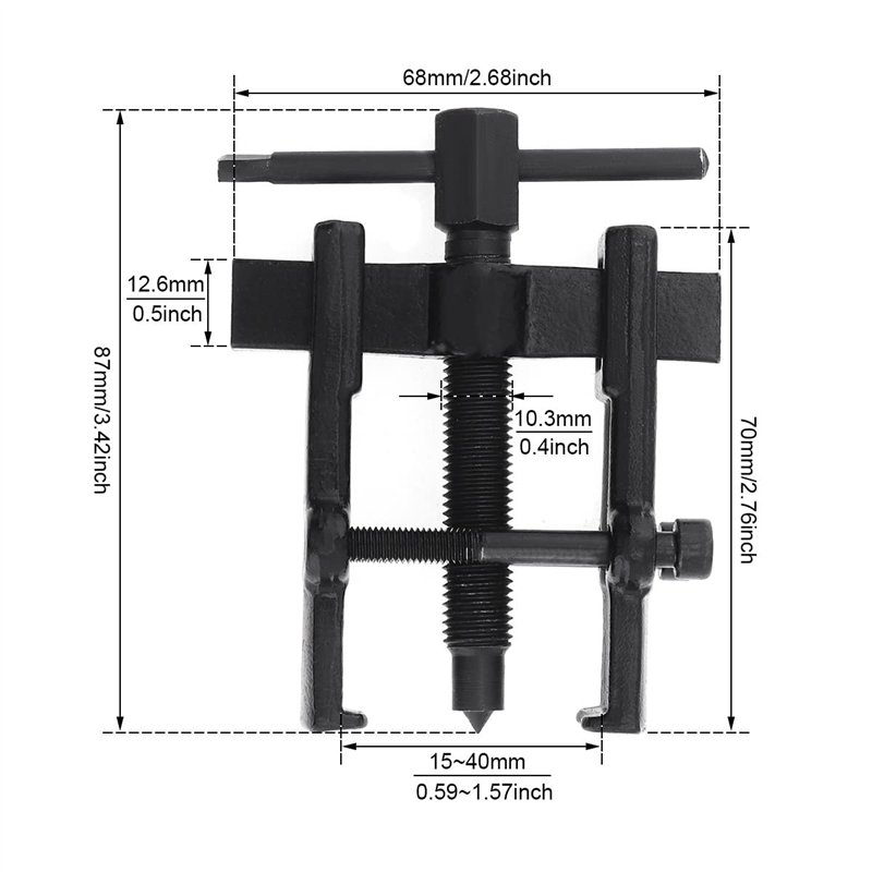 Image secondaire de OriGlam Extracteur de pignon réglable à deux mâchoires, kit de retrait de pompe en acier au carbone de 5,1 cm pour moto
