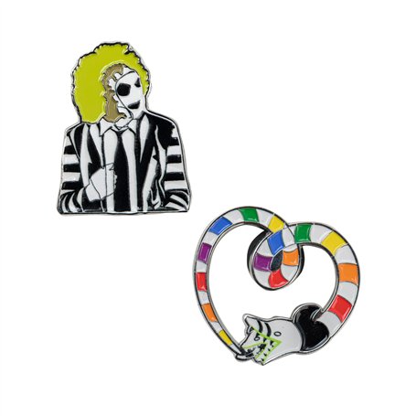 Cinereplicas Beetlejuice - Set de 2 Pin's Beetlejuice et Ver des Sables - 3cm - Licence Officielle