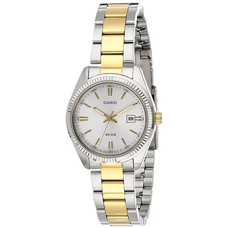 Casio - LTP-1302SG-7A - Classic - Montre Femme - Quartz Analogique - Cadran Argent - Bracelet Acier plaqué Bicolore