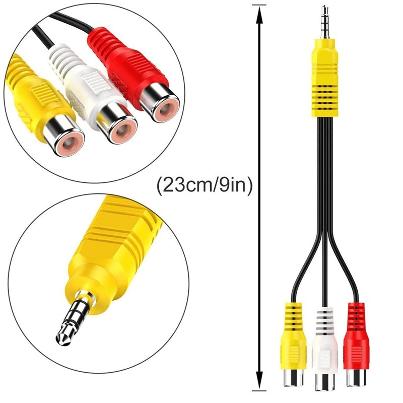 Image secondaire de CABLEPELADO Câble 3 x RCA Femelle Vers 3,5 4 Broches Jack 3,5 mm Mâle | Adaptateur Composant AV pour TV TCL
