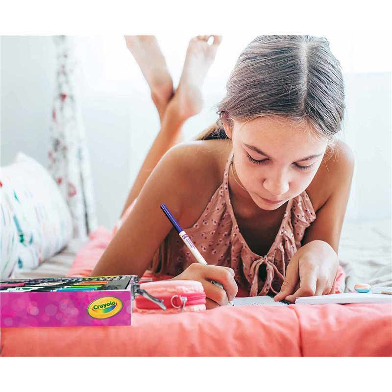 Image secondaire de CRAYOLA - Coffret de Coloriage Princesses Disney - Assortiment de 115 Pièces Diverses - Malette de Dessin Enfant, Kit Complet av