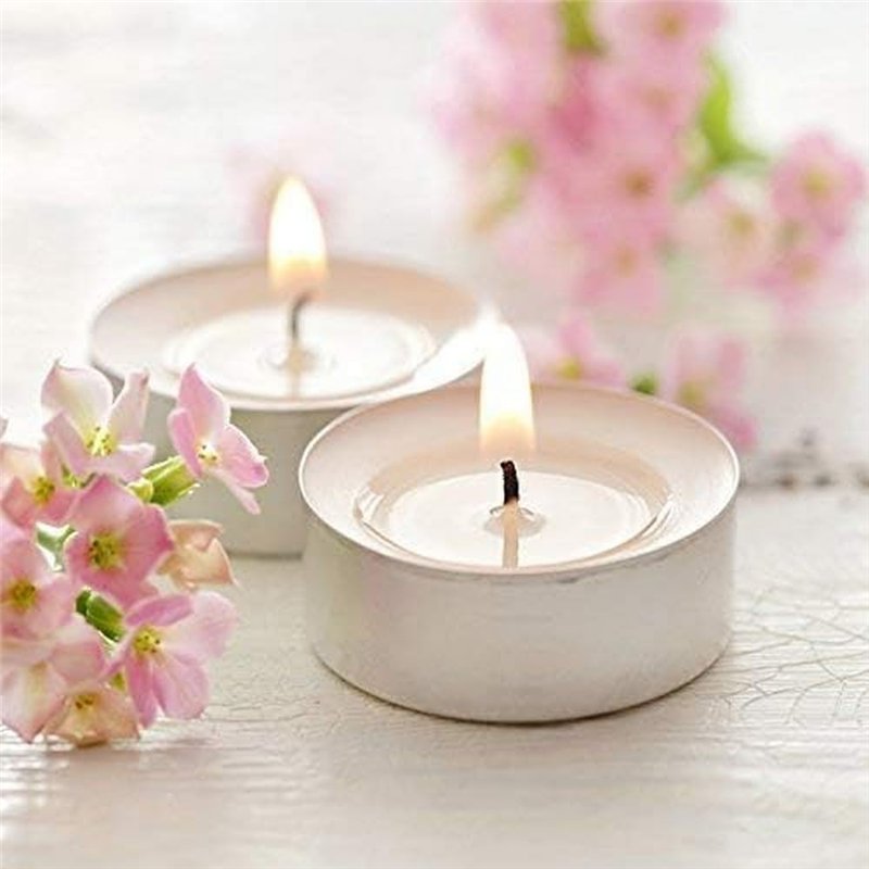 Image secondaire de pajoma® Lot de 100 bougies chauffe-plat blanches - Paraffine non parfumée - Durée de combustion : 8 heures - 20 g de poids de ci