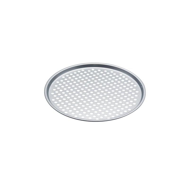 KitchenCraft Plaque à Pizza pour Four 33cm, Antiadhésive, Perforée en Acier au Carbone, Argent