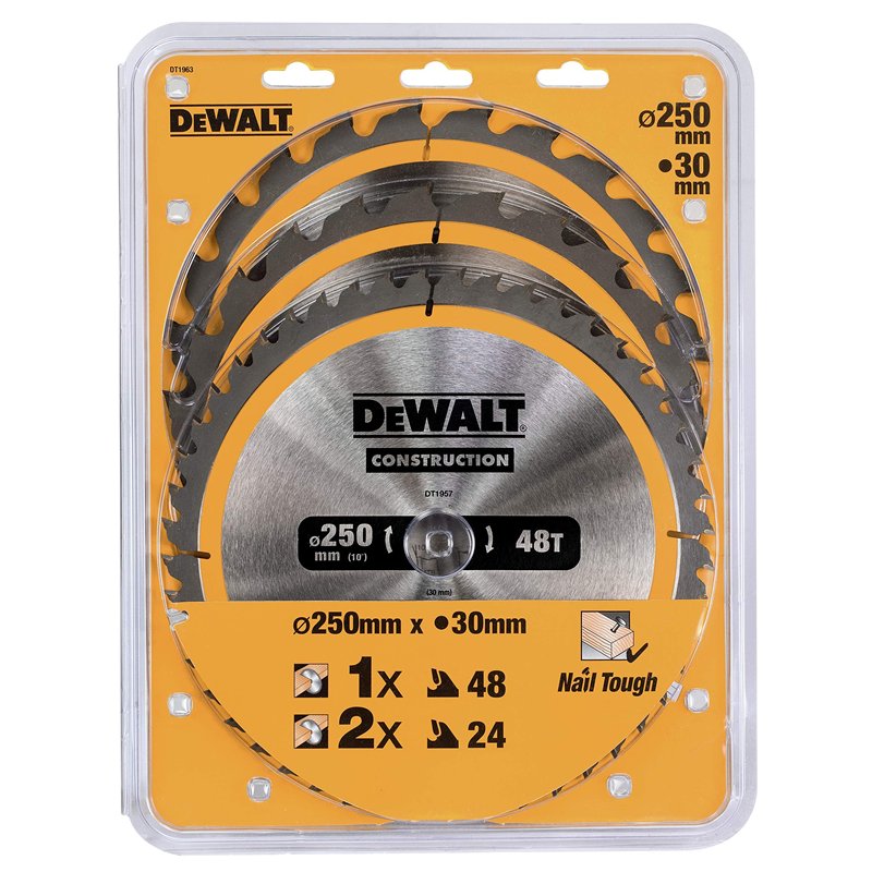 Image secondaire de DEWALT - Set de 3 lames de scie circulaire stationnaire - disque tranchant 40 dents - outillage résistant aux clous et durable -