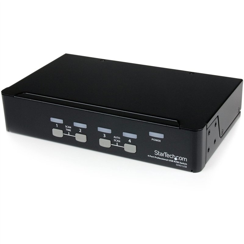 StarTech.com Commutateur KVM VGA USB professionnel 4 ports avec concentrateur – Commutateur KVM montable sur rack 1U (SV431USB)