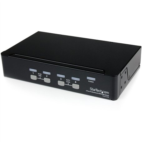 StarTech.com Commutateur KVM VGA USB professionnel 4 ports avec concentrateur – Commutateur KVM montable sur rack 1U (SV431USB)
