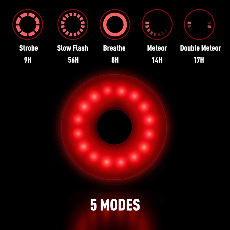 Image secondaire de Lampe Vélo LED Clignotante Feu Arrière Lumière Rouge Puissant 5 Modes d’éclairage - Daffodil LEC500 - Batterie Rechargeable USB-