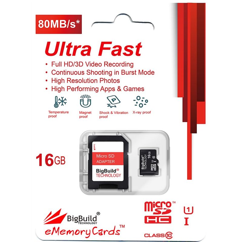 Image secondaire de eMemoryCards Ultra rapide classe 10 de 16GB 30MB/s pour carte mémoire MicroSD SDHC pour VTech Kidizoom caméra