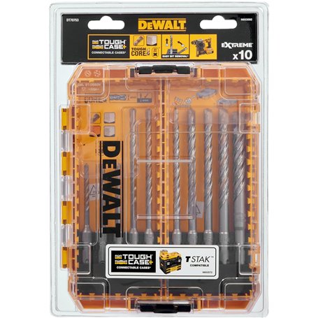 DEWALT Foret SDS-Plus Extreme 2 taillants Coffret TOUGHCASE SDS-Plus EXTREME Coffret - 10 pièces - DT70753-QZ