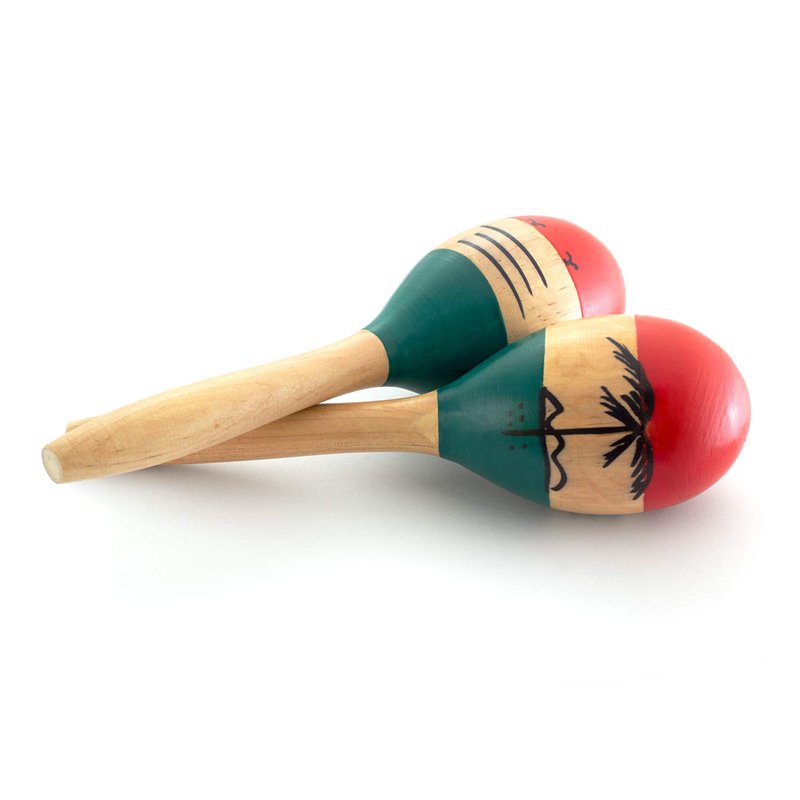 World Rhythm Maracas en bois peint à la main naturel - Instrument de percussion pour enfants, petite taille