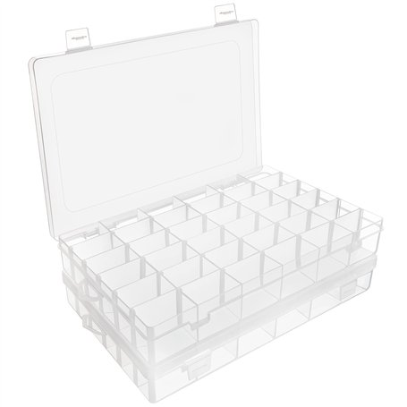 BELLE VOUS Lot de 2 Boite Compartiment Plastique Transparent - 27