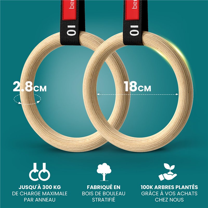 Image secondaire de BeMaxx Anneaux de Gymnastique en Bois