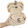 BELLE VOUS Boite Bois Brut (Lot de 3) - Coffret Bois Vide Petit, Moyen et Grand - Avec Fermoirs & Couvercle à Charnière - Artisa