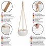 BELLE VOUS Jardiniere Suspendue en Céramique Blanche pour Intérieur/Extérieur - 69 cm - Pot Suspendu Plante Macrame - Corde avec