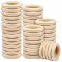 Belle Vous Lot de 50 Anneaux en Bois Naturel - Diamètre Extérieur 70 mm et Intérieur 50 mm - Anneau Bois Naturel Non Traité pour