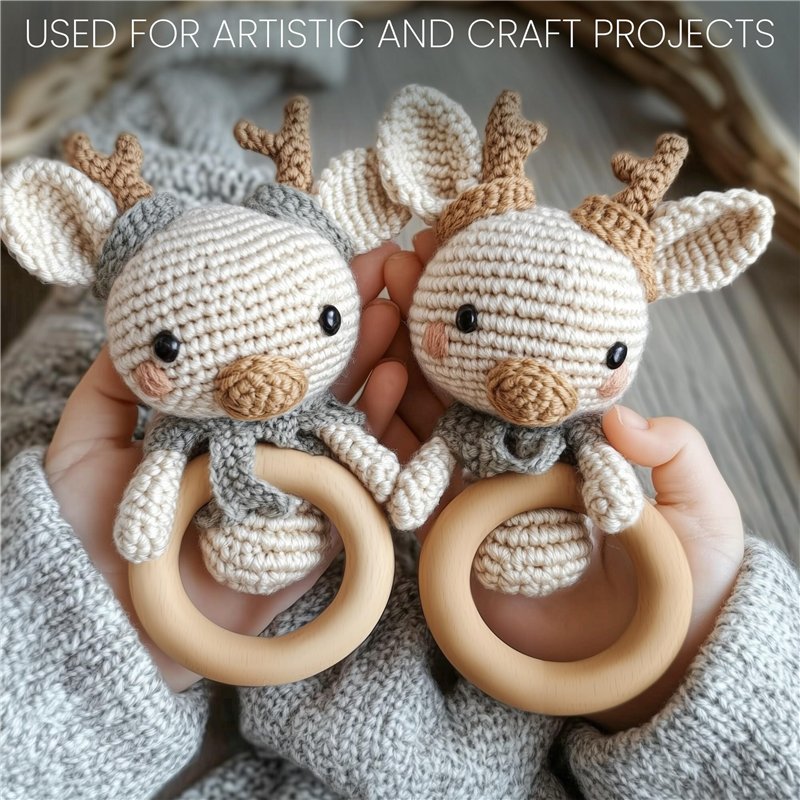 Image secondaire de Belle Vous Lot de 50 Anneaux en Bois Naturel - Diamètre Extérieur 70 mm et Intérieur 50 mm - Anneau Bois Naturel Non Traité pour