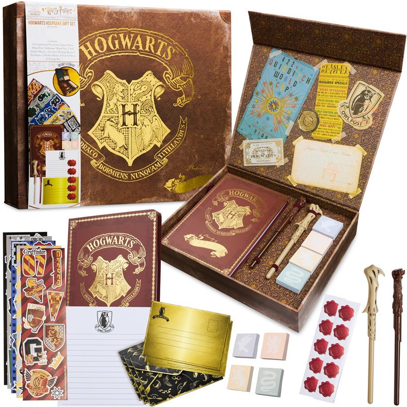 Harry Potter Papeterie, Coffret Papier à Lettre, Carnet, Stylo Baguette, Stickers, Enveloppes, Idée Cadeau Fille Garcon + Boite