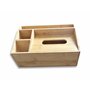 Boîte à mouchoirs multifonction en bambou naturel - 4 compartiments - Distributeur de mouchoirs - Organiseur de bureau - Distrib
