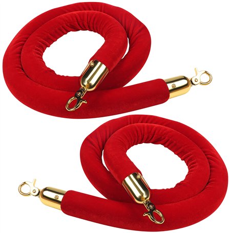 Belle Vous Lot de 2 Corde Barriere en Velours Rouge - L150 x D3