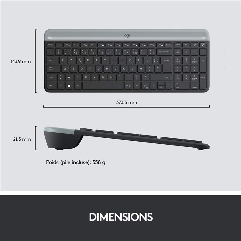 Image secondaire de Logitech MK470 Combo Clavier et Souris sans Fil pour Windows, 2,4 GHz avec Récepteur USB Unifying, Ultra-Fin, Discret, Batterie 